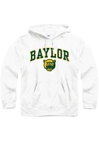 Baylor Bears Mens White Wordmark Arch Mascot Long Sleeve Hoodie