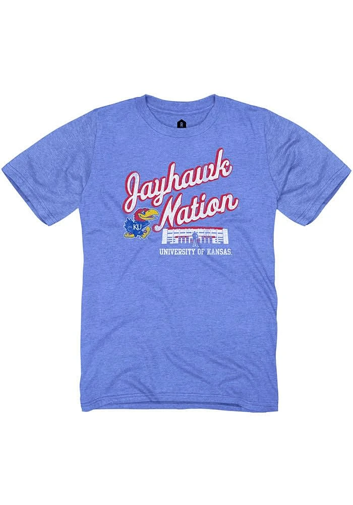 Rally Kansas Jayhawks Blue Jayhawk Nation Short Sleeve Fashion T Shirt
