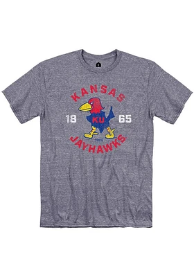 Rally Kansas Jayhawks Grey 29 Jayhawk Circle Short Sleeve Fashion T Shirt