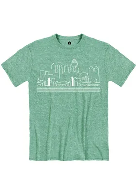 Cincinnati Heather Green Skyline Short Sleeve T Shirt