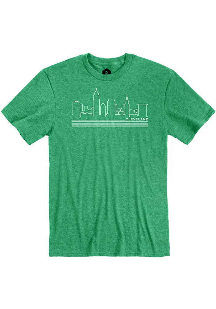 Cleveland Heather Green Skyline Short Sleeve T Shirt