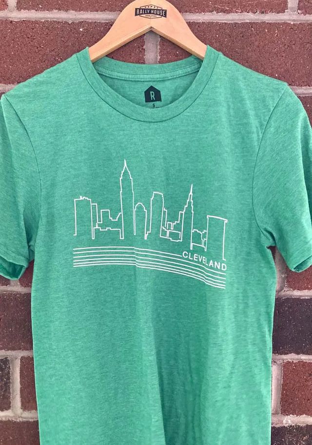 Cleveland Heather Green Skyline Short Sleeve T Shirt