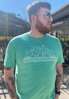 Rally Pittsburgh Green Skyline Short Sleeve Fashion T Shirt