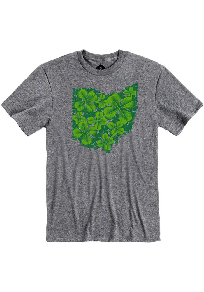 Ohio Heather Graphite Shamrock State Shape Short Sleeve T Shirt