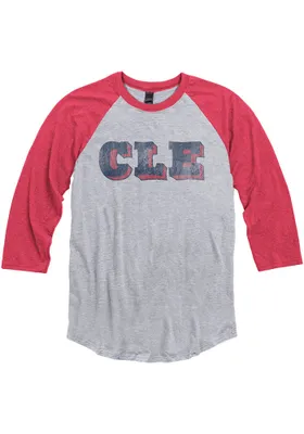 Cleveland Heather Grey CLE Block 3/4 Raglan T-Shirt