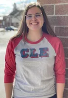 Cleveland Heather Grey CLE Block 3/4 Raglan T-Shirt