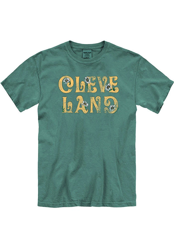 Cleveland Womens Green Floral Short Sleeve T-Shirt