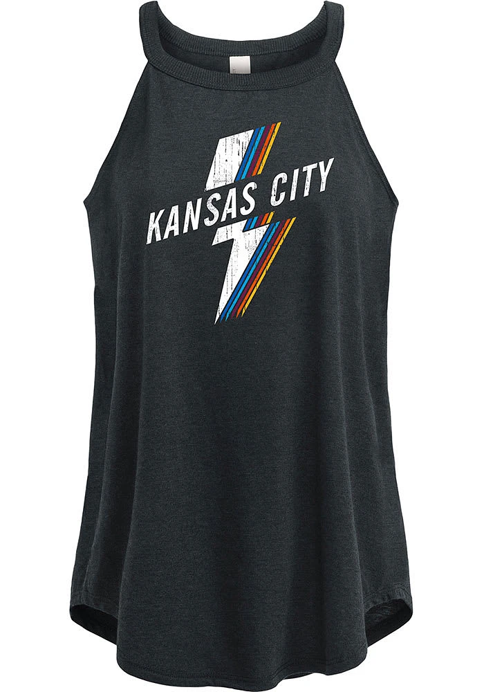 Kansas City Womens Black Lightning Rainbow Tank Top