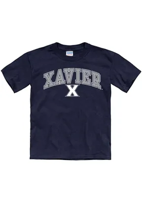 Xavier Musketeers Youth Navy Blue Arch Mascot Short Sleeve T-Shirt