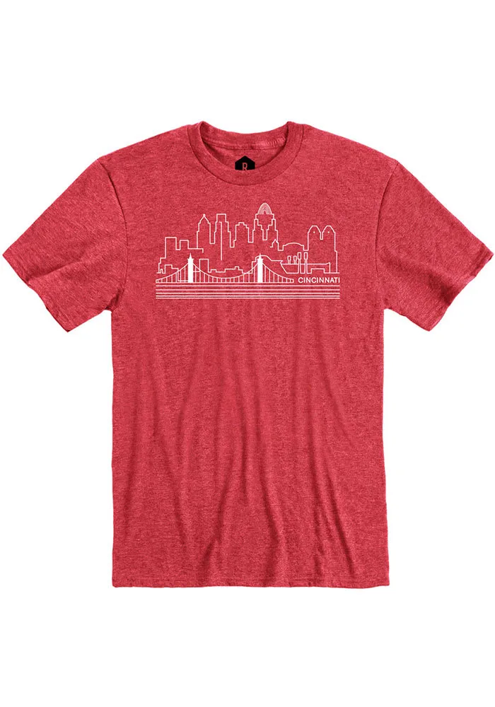 Cincinnati Heather Red Skyline Short Sleeve T-Shirt