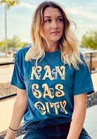 Kansas City Womens Blue Floral Short Sleeve T-Shirt