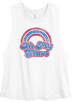 Americana Womens White Oh My Stars Tank Top