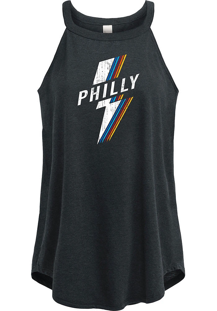 Philadelphia Womens Black Lightning Rainbow Tank Top