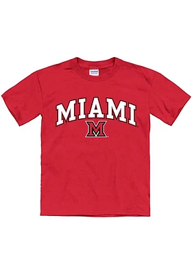 Miami RedHawks Youth Red Arch Mascot Short Sleeve T-Shirt