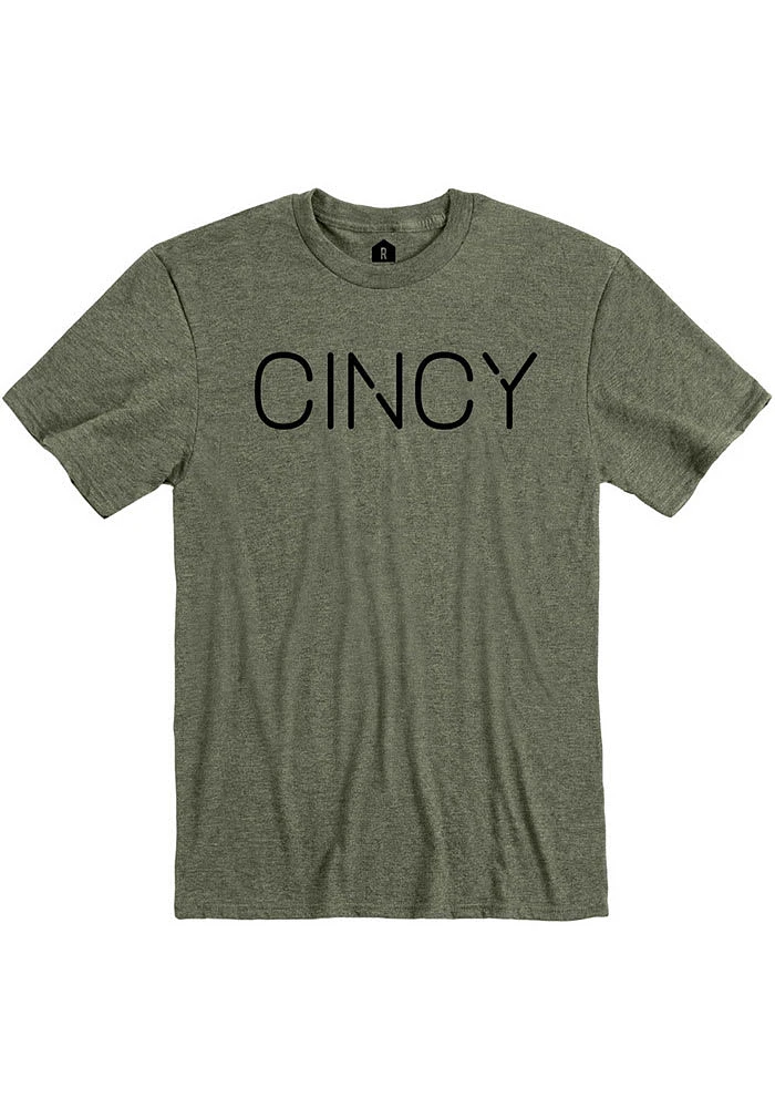Rally Cincinnati Olive Disconnected Short Sleeve Fashion T Shirt