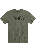 Rally Cincinnati Olive Disconnected Short Sleeve Fashion T Shirt