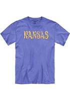 Kansas Womens Blue Floral Short Sleeve T-Shirt