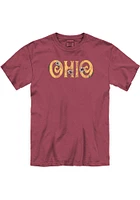 Ohio Womens Burgundy Floral Short Sleeve T-Shirt