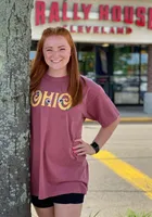 Ohio Womens Burgundy Floral Short Sleeve T-Shirt