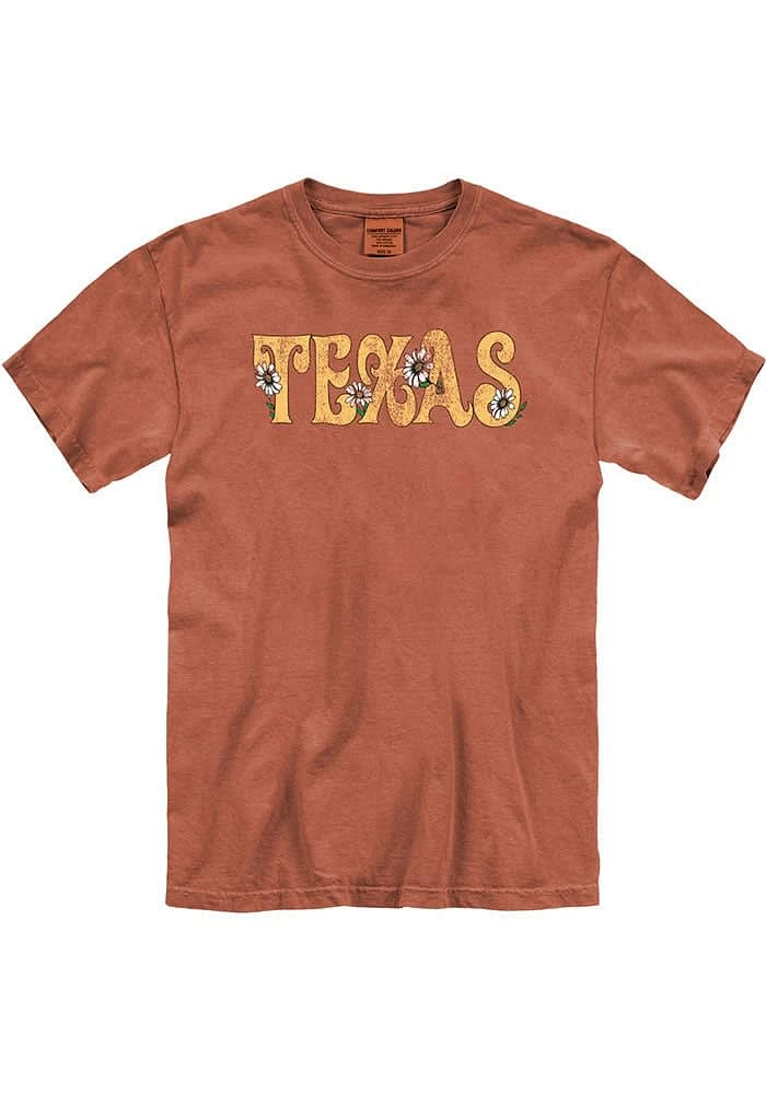 Texas Womens Burnt Orange Floral Short Sleeve T-Shirt