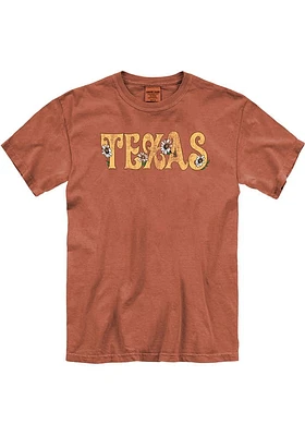 Texas Womens Burnt Orange Floral Short Sleeve T-Shirt