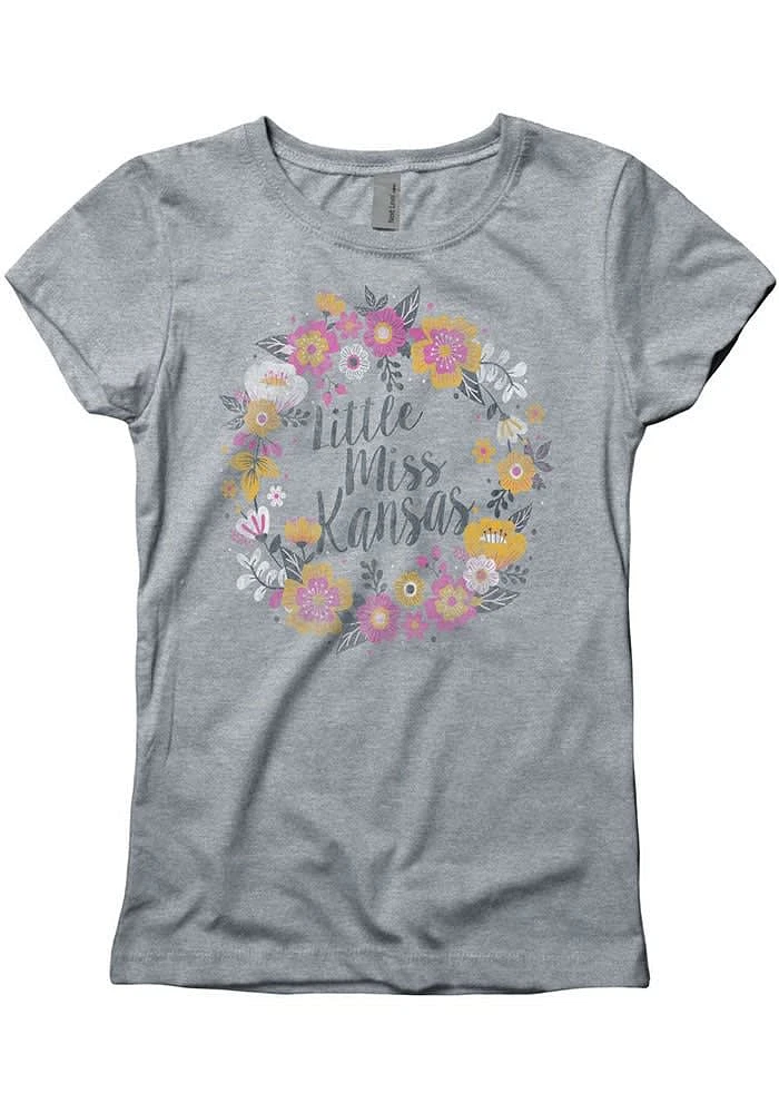 Kansas Girls Grey Little Miss Short Sleeve Tee