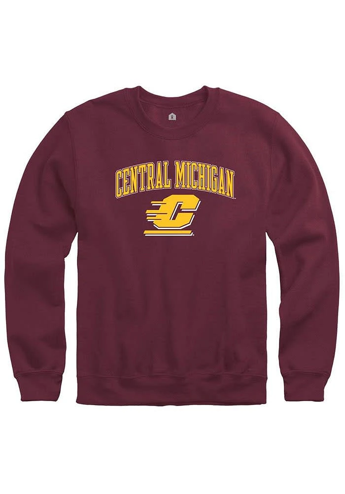 Rally Central Michigan Chippewas Mens Maroon Arch Long Sleeve Crew Sweatshirt