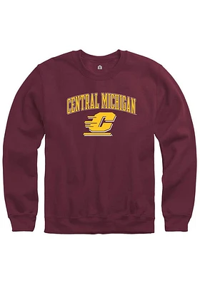 Rally Central Michigan Chippewas Mens Maroon Arch Long Sleeve Crew Sweatshirt
