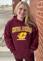 Rally Central Michigan Chippewas Mens Maroon Arch Mascot Long Sleeve Hoodie