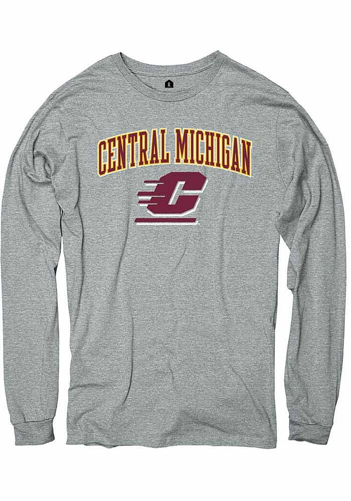 Rally Central Michigan Chippewas Grey Arch Mascot Long Sleeve T Shirt