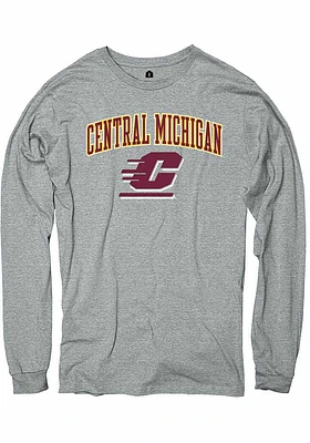 Rally Central Michigan Chippewas Grey Arch Mascot Long Sleeve T Shirt