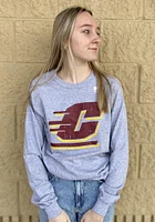 Rally Central Michigan Chippewas Grey Primary Team logo Distressed Long Sleeve T Shirt