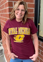 Rally Central Michigan Chippewas Maroon Arch Mascot Short Sleeve T Shirt