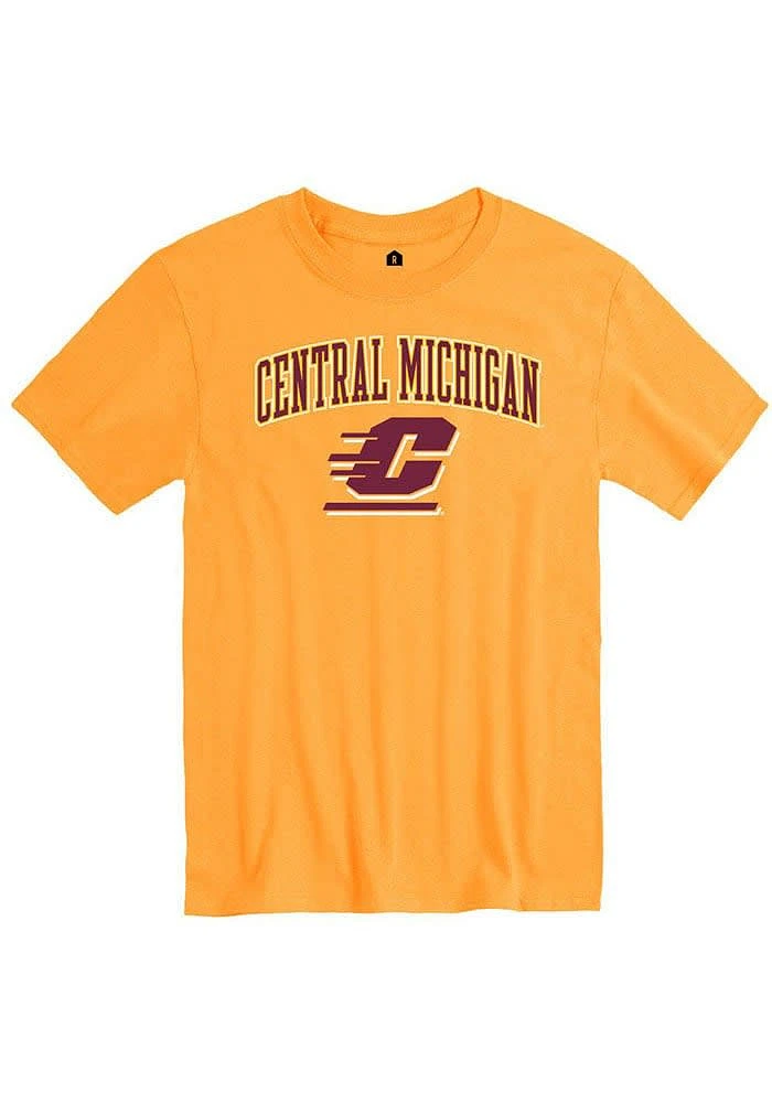 Rally Central Michigan Chippewas Gold Arch Mascot Short Sleeve T Shirt