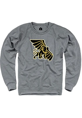 Rally Missouri Western Griffons Mens Grey French Terry Team Logo Long Sleeve Crew Sweatshirt