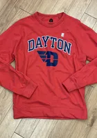 Rally Dayton Flyers Mens Red French Terry Arch Mascot Long Sleeve Crew Sweatshirt