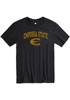 Rally Emporia State Hornets Black Arch Mascot Short Sleeve T Shirt