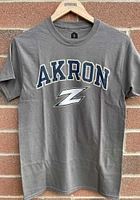 Rally Akron Zips Charcoal Arch Mascot Short Sleeve T Shirt