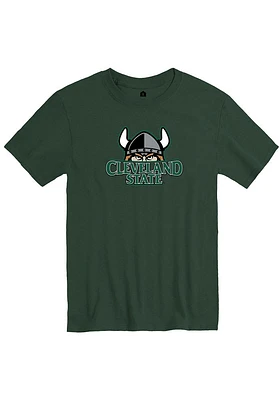 Rally Cleveland State Vikings Green Team Logo Short Sleeve T Shirt
