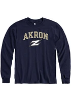 Rally Akron Zips Navy Blue Arch Mascot Long Sleeve T Shirt