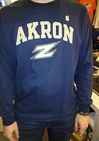 Rally Akron Zips Navy Blue Arch Mascot Long Sleeve T Shirt