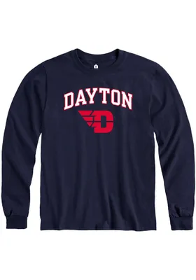 Rally Dayton Flyers Navy Blue Arch Mascot Long Sleeve T Shirt