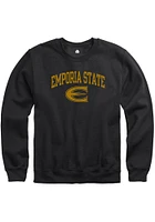 Rally Emporia State Hornets Mens Black Fleece Arch Mascot Long Sleeve Crew Sweatshirt