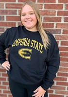 Rally Emporia State Hornets Mens Black Fleece Arch Mascot Long Sleeve Crew Sweatshirt