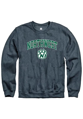 Rally Northwest Missouri State Bearcats Mens Charcoal Fleece Arch Mascot Long Sleeve Crew Sweatshi..