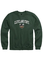 Rally Cleveland State Vikings Mens Green Fleece Arch Mascot Long Sleeve Crew Sweatshirt