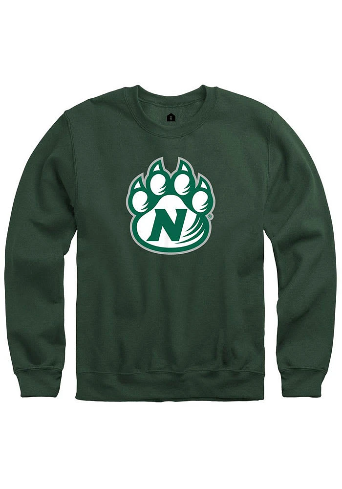 Rally Northwest Missouri State Bearcats Mens Green Fleece Team Logo Long Sleeve Crew Sweatshirt