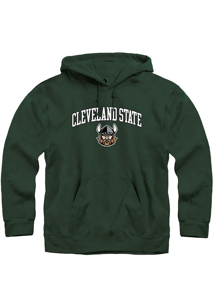 Rally Cleveland State Vikings Mens Fleece Arch Mascot Long Sleeve Hoodie