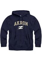 Rally Akron Zips Mens Navy Blue Fleece Arch Mascot Long Sleeve Hoodie