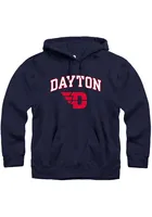 Rally Dayton Flyers Mens Navy Blue Fleece Arch Mascot Long Sleeve Hoodie